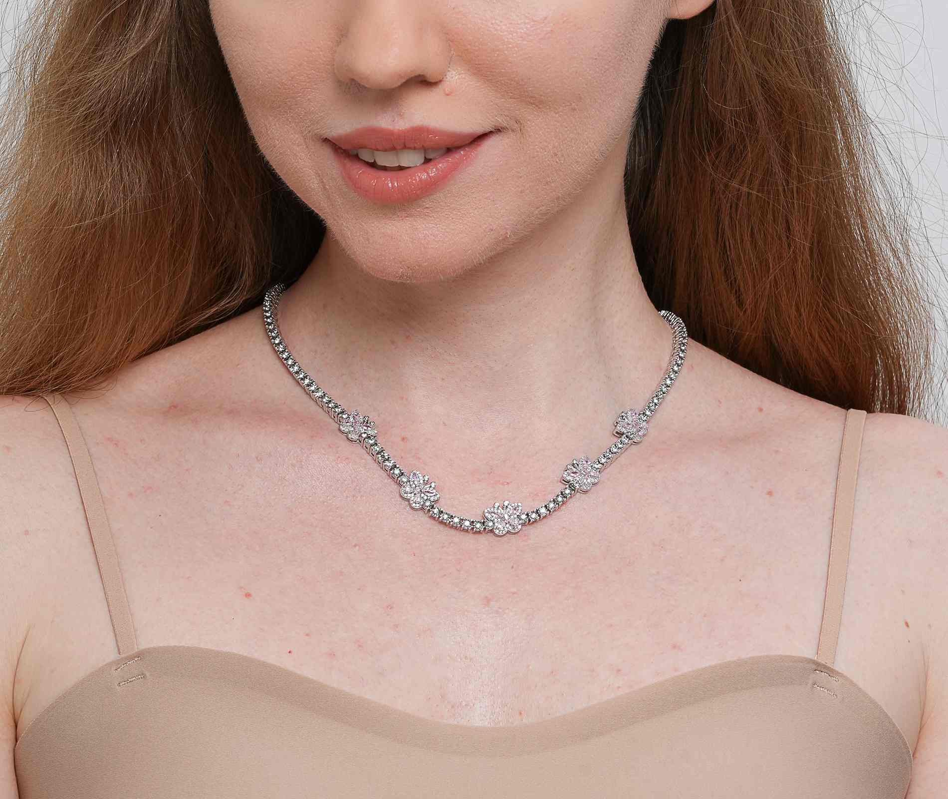 Shining Star Jewelry Women's Moissanite Colored Zircon Butterfly Tennis Necklace