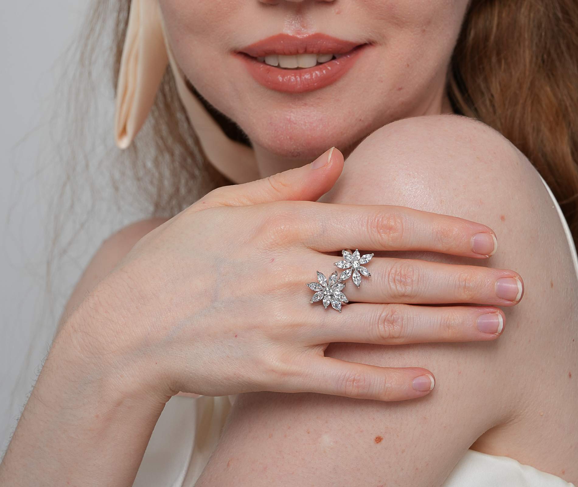 Shining Star Jewelry 925 Sterling Silver Zircon Flower Ring Gift For Women Shining Star Jewelry 925 Sterling Silver Zircon Flower Ring Gift For Women