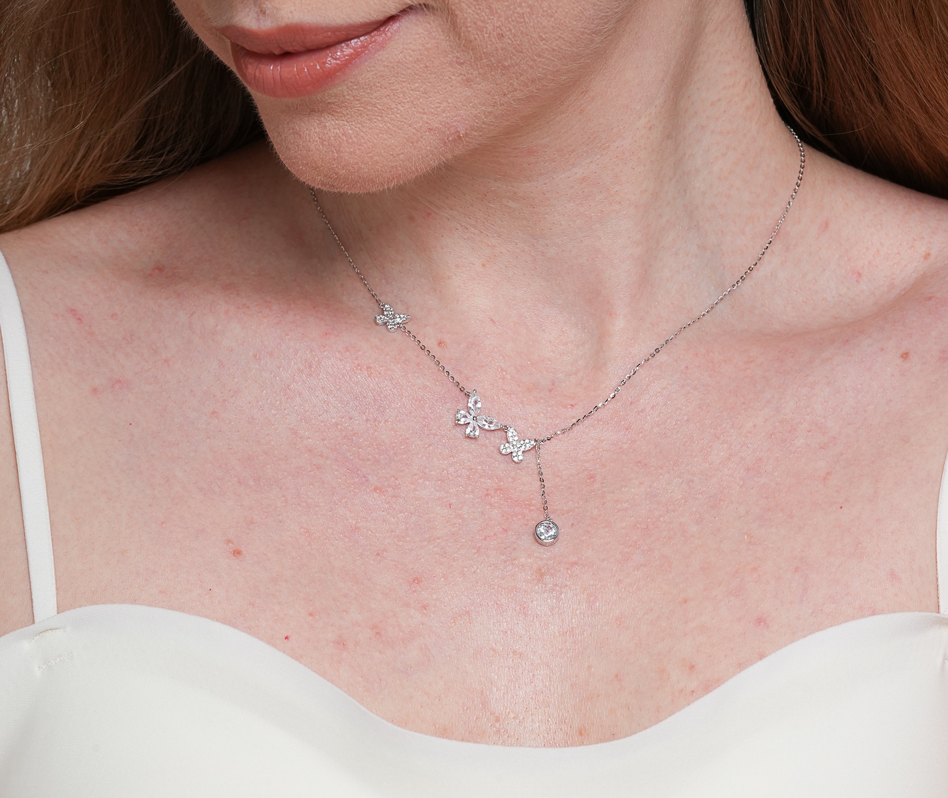 Shining Star Jewelry Fashion Women Necklace Butterfly Zirconia Necklace