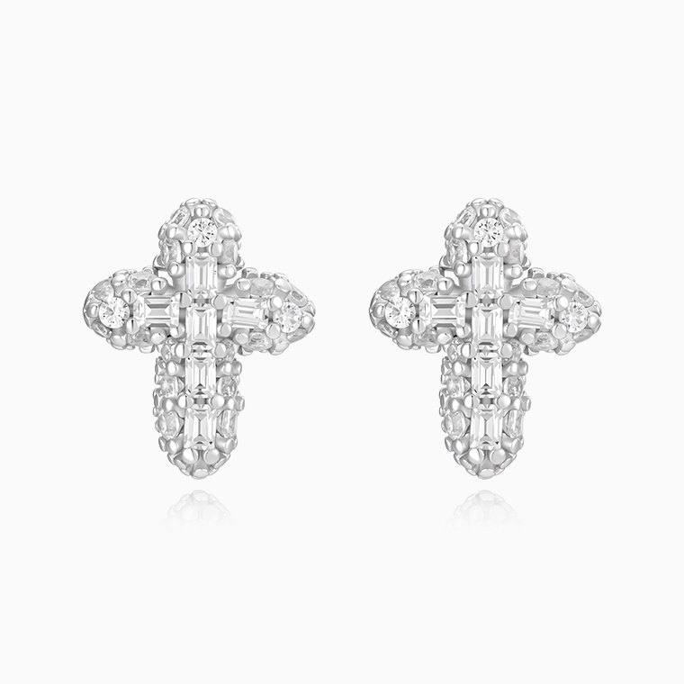 Shining Star Jewelry Religious Classic Mini Crucifix Cross Zircon Stud Earrings