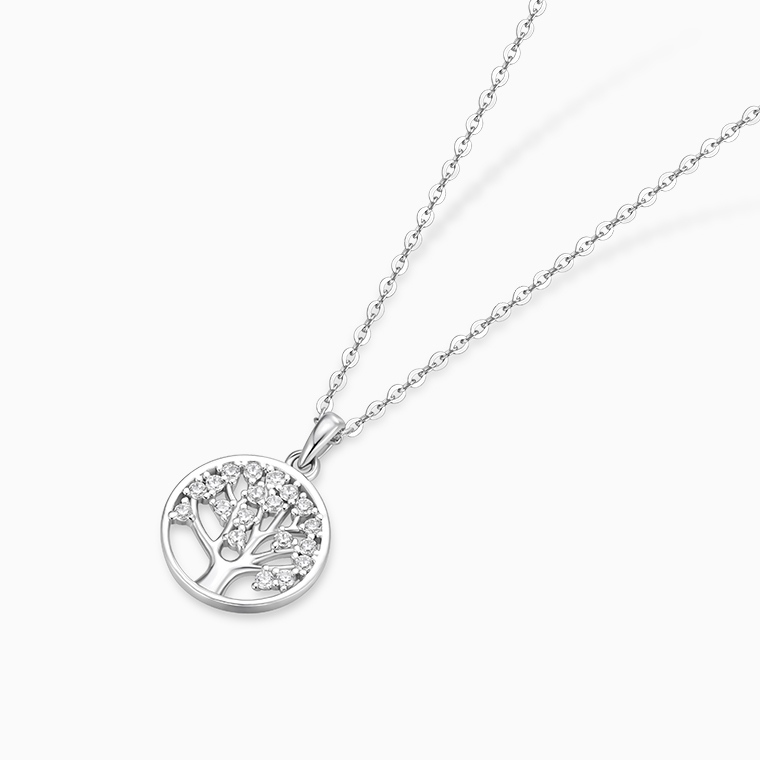 Shining Star Jewelry Women's Adjustable Moissanite Tree Pendant Fine Necklace