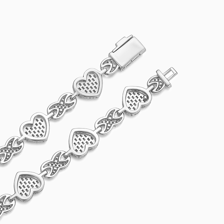 Shining Star Jewelry VVS Moissanite Infinity Link Chain Baguette Heart Necklace