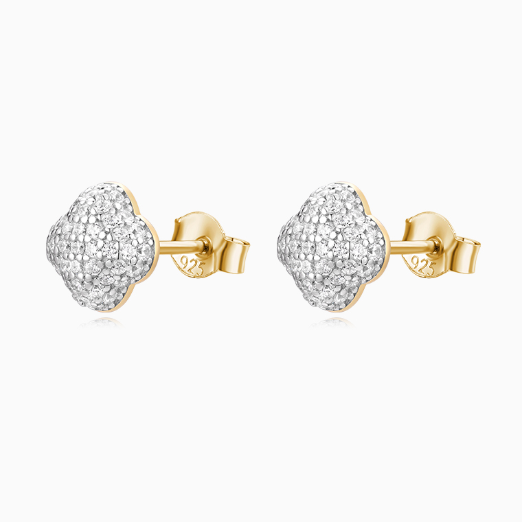 Shining Star Jewelry Micro Pave Zircon Hip Hop Men Iced Out Flower Stud Earrings
