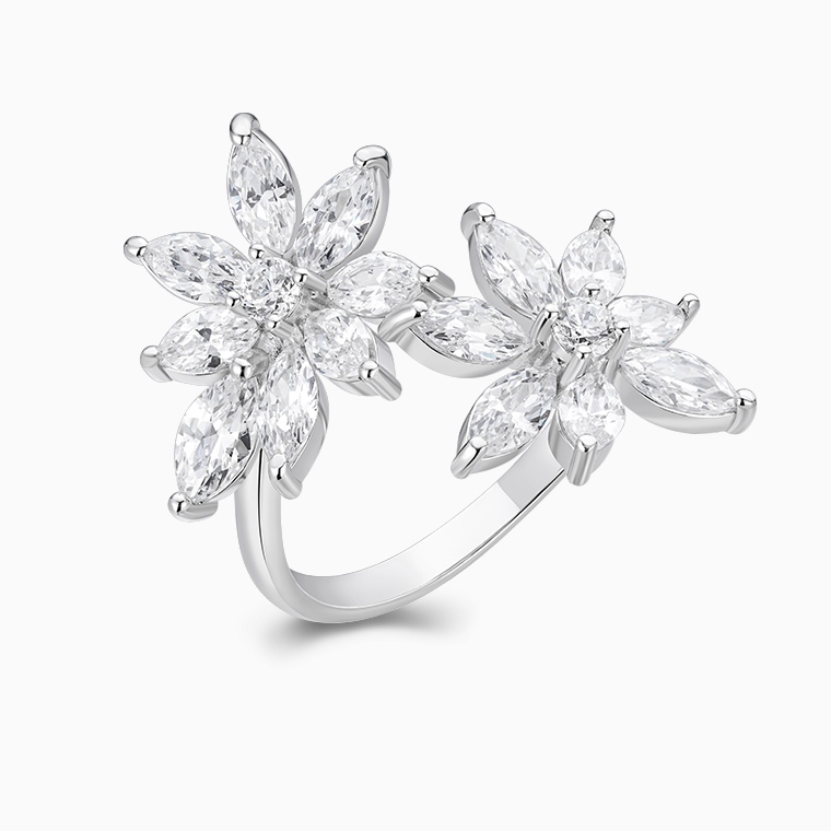 Shining Star Jewelry 925 Sterling Silver Zircon Flower Ring Gift For Women Shining Star Jewelry 925 Sterling Silver Zircon Flower Ring Gift For Women