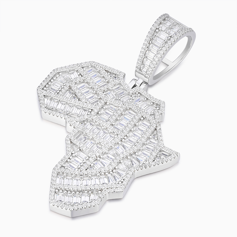 Shining Star Jewelry Manufacturer Vvs Moissanite Men Africa Map Silver Pendant