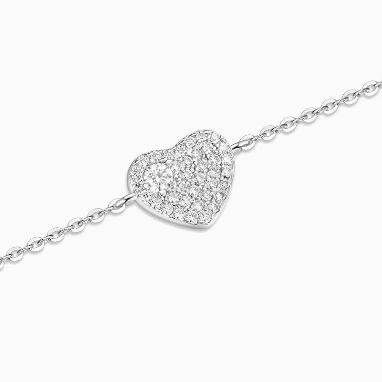 Shining Star Jewelry Adjustable Iced Out Solid Heart Shaped Fine Bracelet Women
