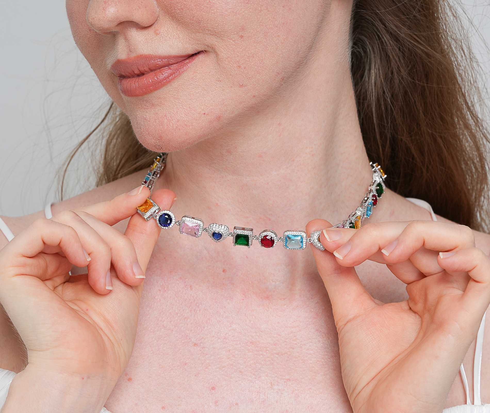 Shining Star Jewelry 10Mm Sterling Silver Cluster Iced Out Link Chain Necklace