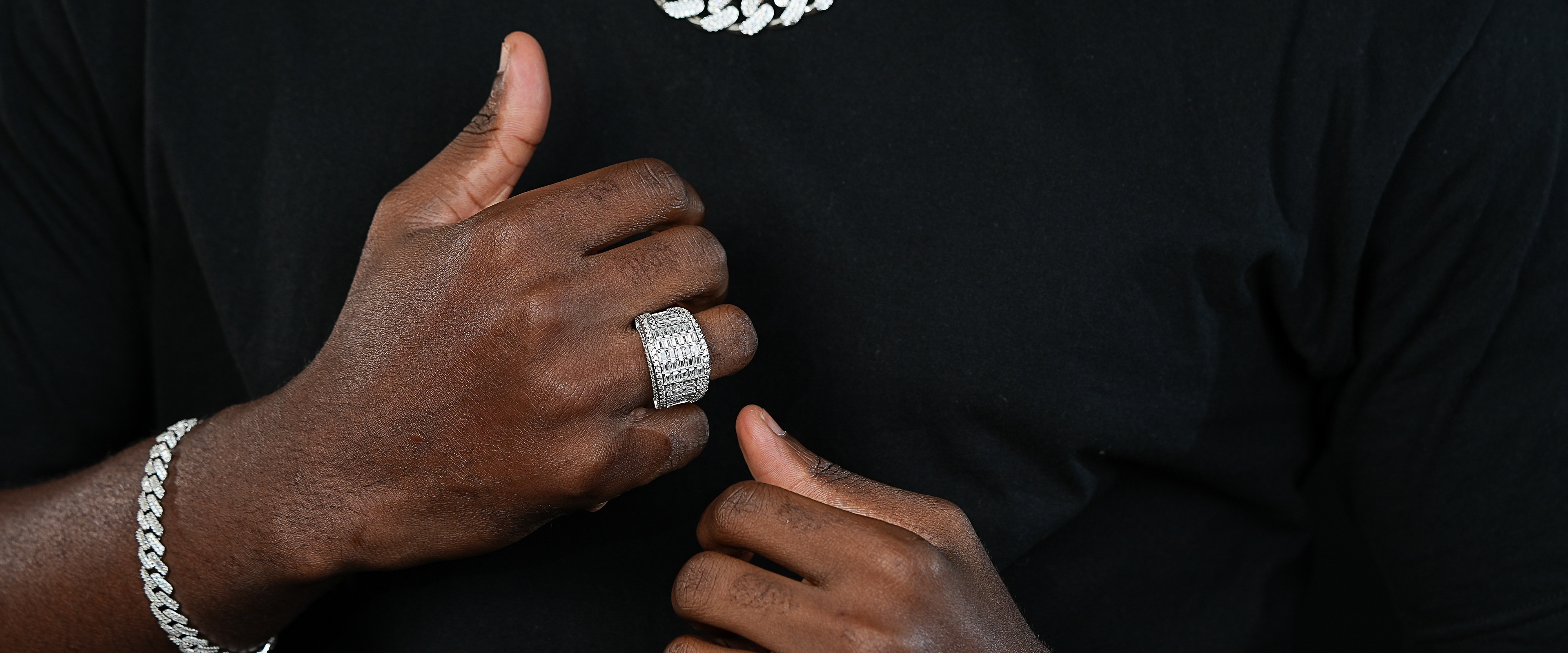 Shining Star Jewelry Fashion Zircon Baguette Cut Hiphop Punk Style Men Band Ring