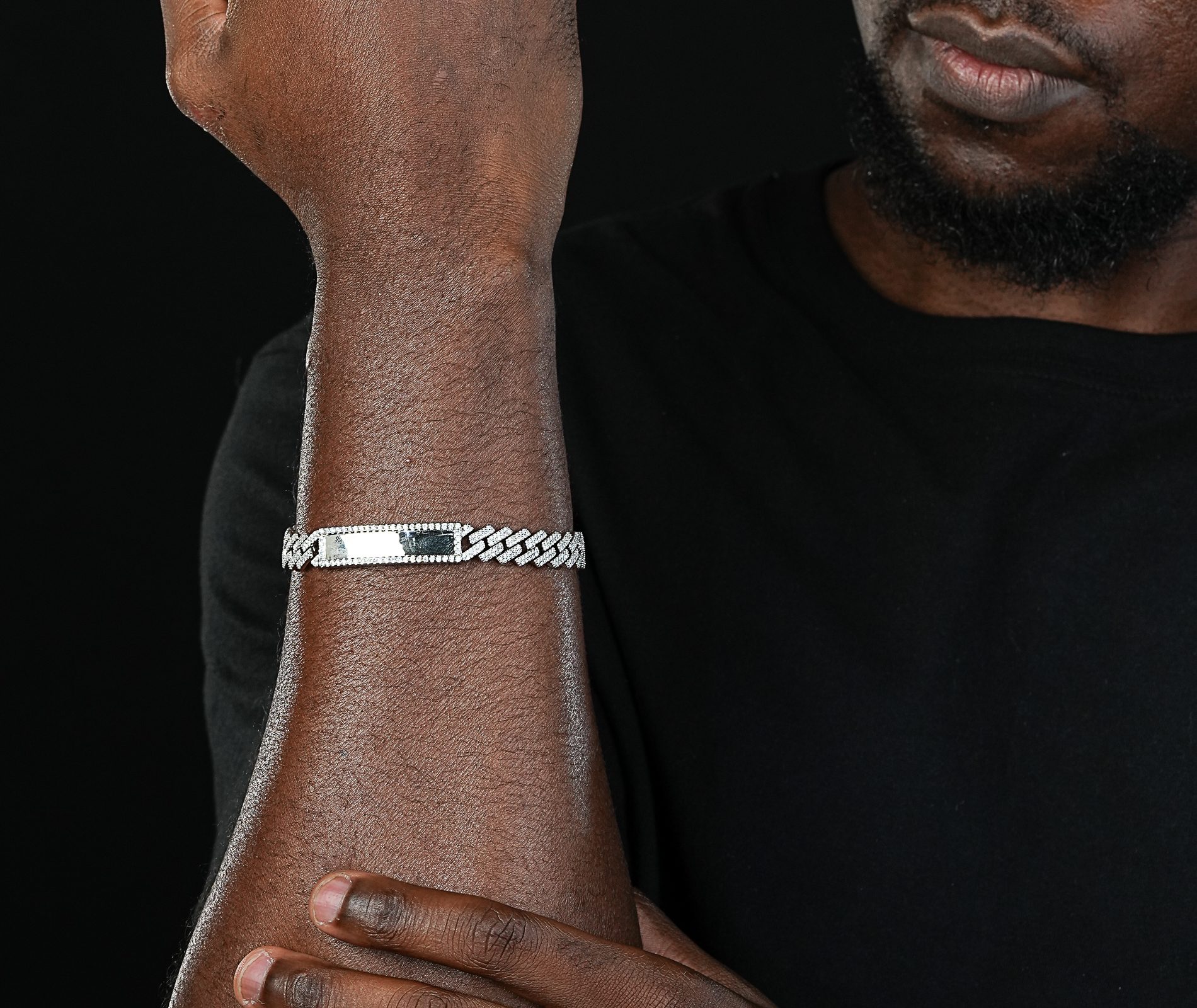 Shining Star Jewelry Personalized Custom Logo Moissanite Silver Cuban Bracelet