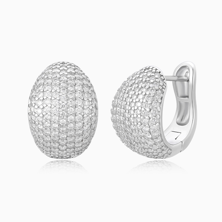 Shining Star Jewelry Women's Iced Out Zircon Chunky 925 Silver Jewelry Set