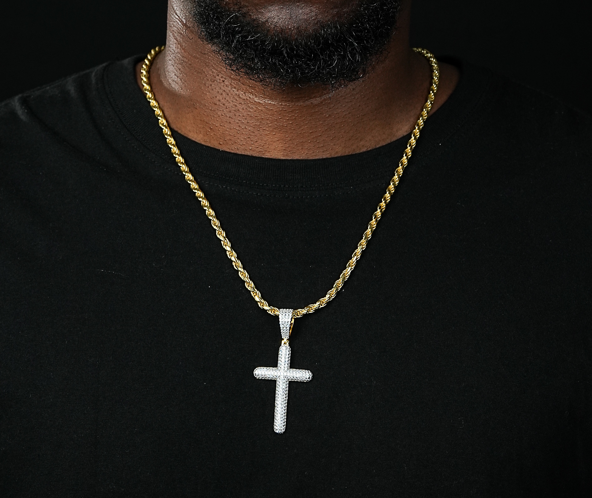 Shining Star Jewelry High Quality Cross Pendant Iced Silver Jewelry Charms