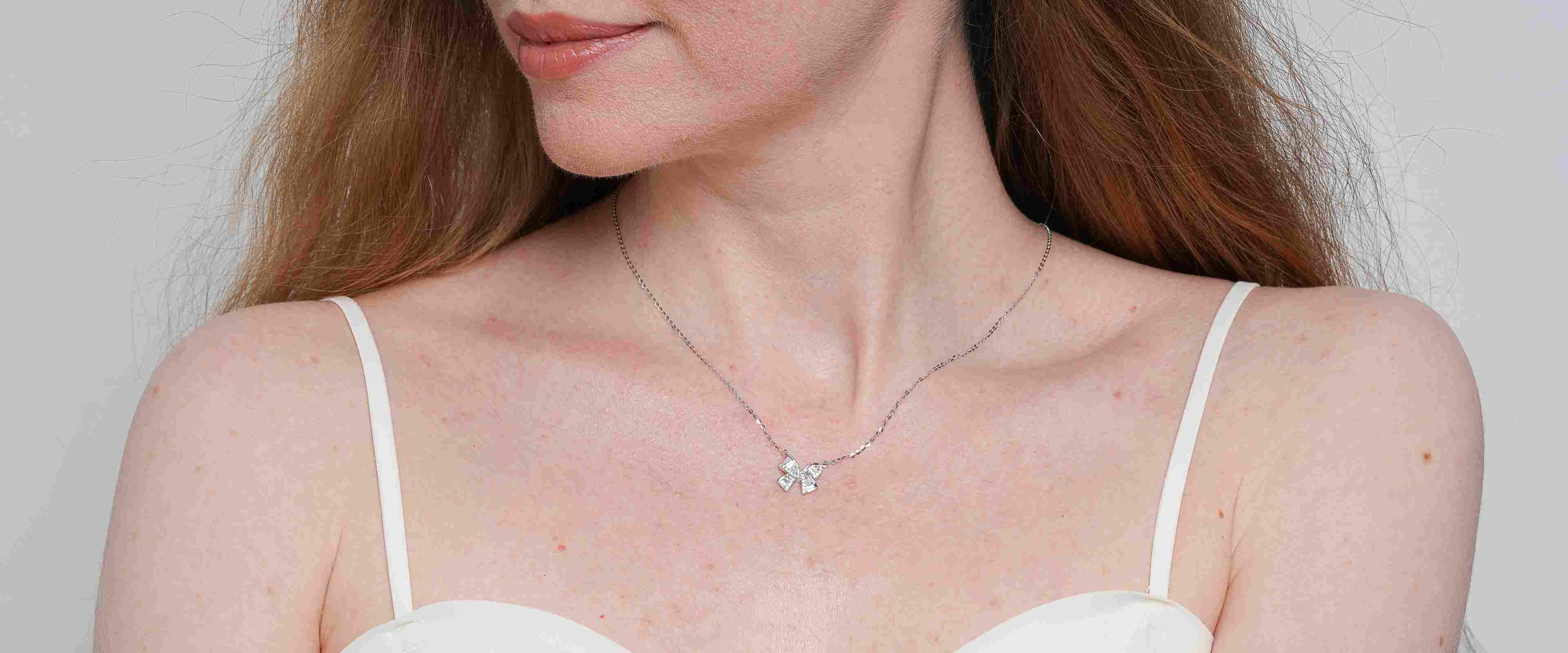 Shining Star Jewelry Adjustable Baguette Zircon Bow Pendant Fine Necklace Women Shining Star Jewelry Adjustable Baguette Zircon Bow Pendant Fine Necklace Women