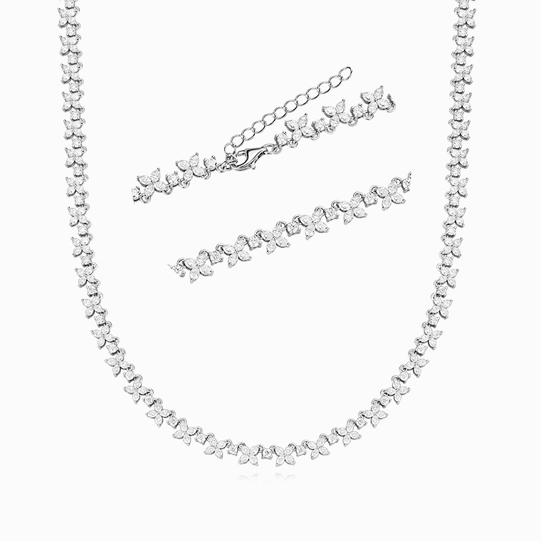 Shining Star Jewelry Bridal Women Cubic Zircon 925 Sterling Silver Jewelry Set