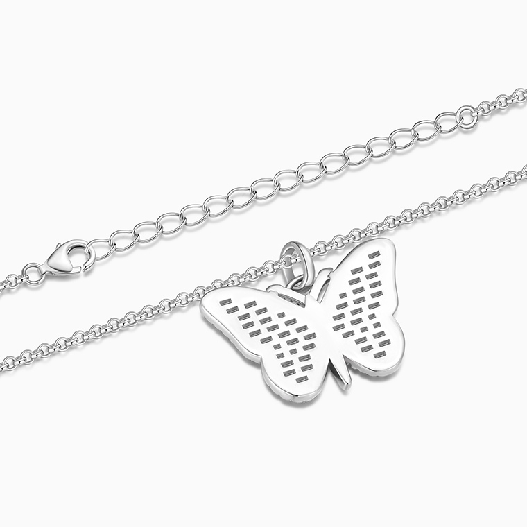 Shining Star Jewelry Luxury Baguette Moissanite Butterfly Pendant Fine Necklace