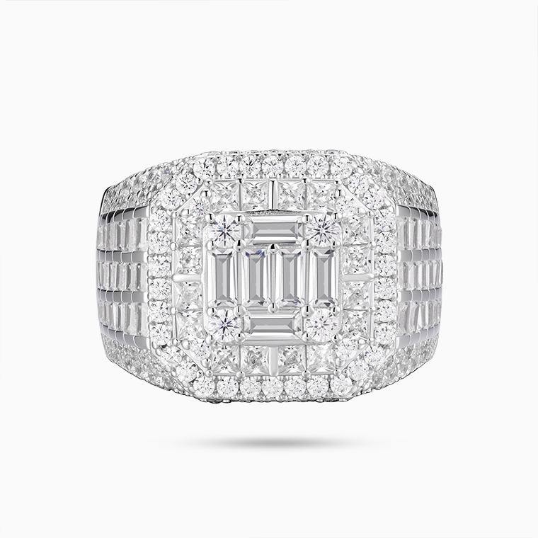 925 Sterling Silver Men's Ring | Moissanite Inlaid