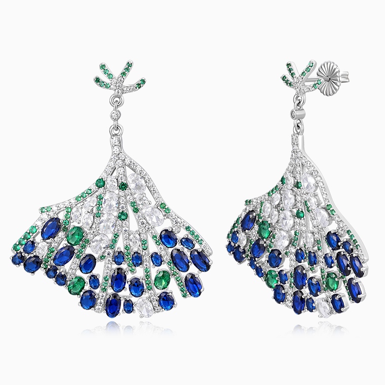 Iced Out Colored Zircon & Moissanite 925 Silver Earrings