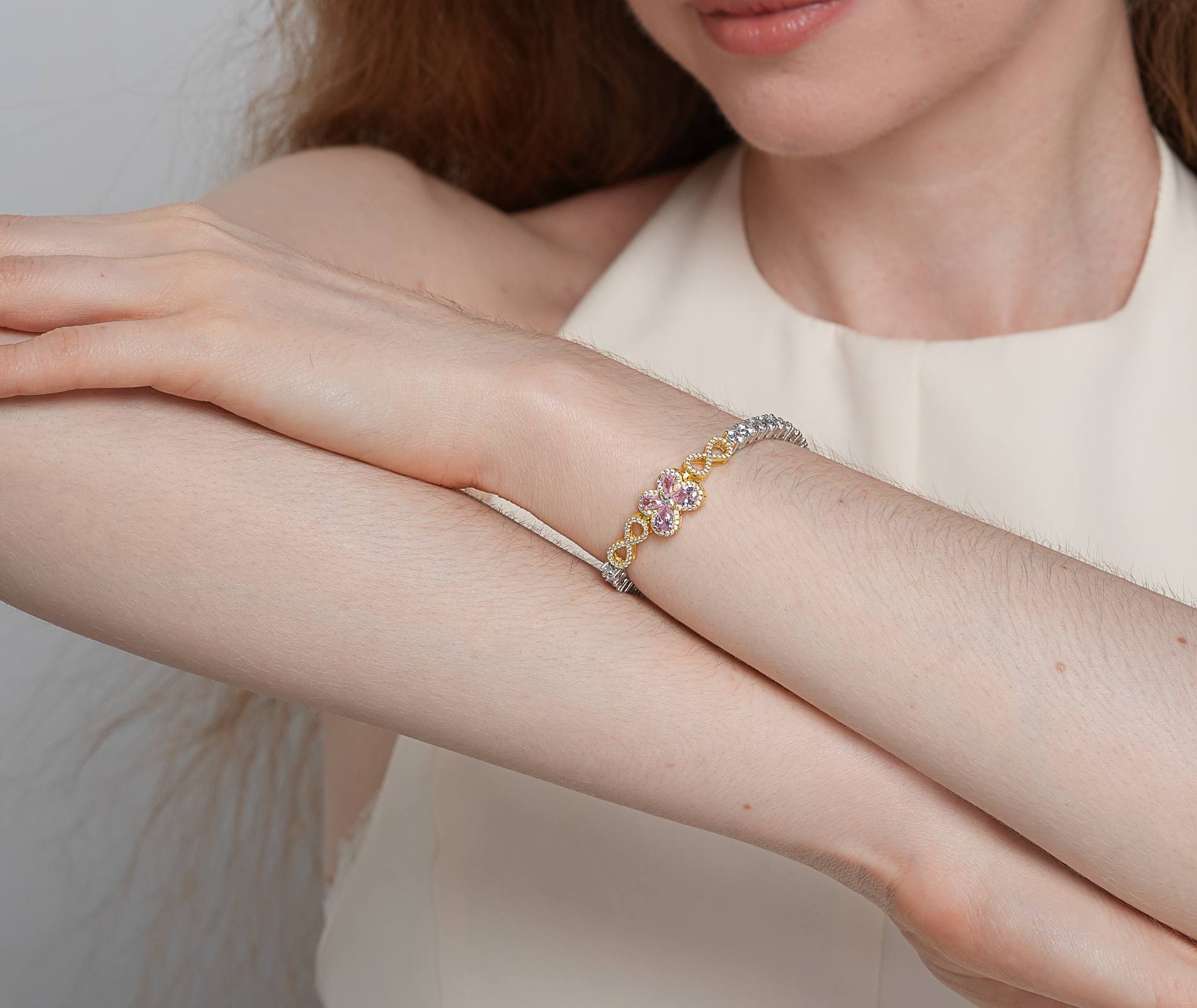 Shining Star Jewelry Colored Zircon Iced Out Two Tone Butterfly Tennis Bracelet