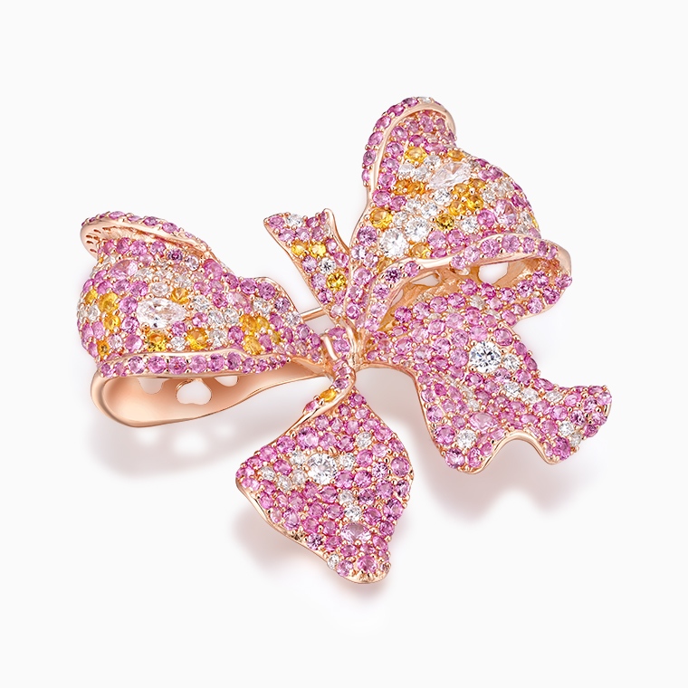 Shining Star Jewelry Charming 925 Silver Iced Out Colored Zircon Bow Brooch