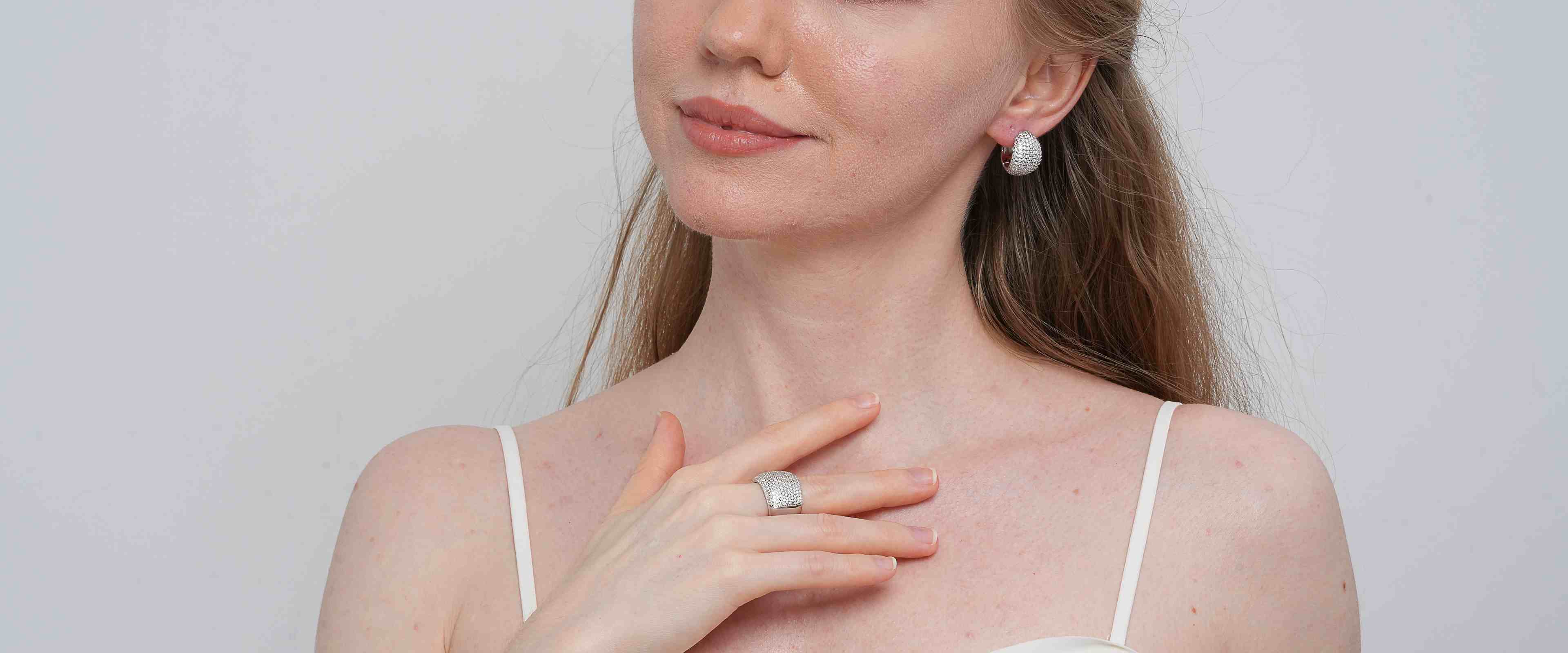 Shining Star Jewelry Women's Iced Out Zircon Chunky 925 Silver Jewelry Set