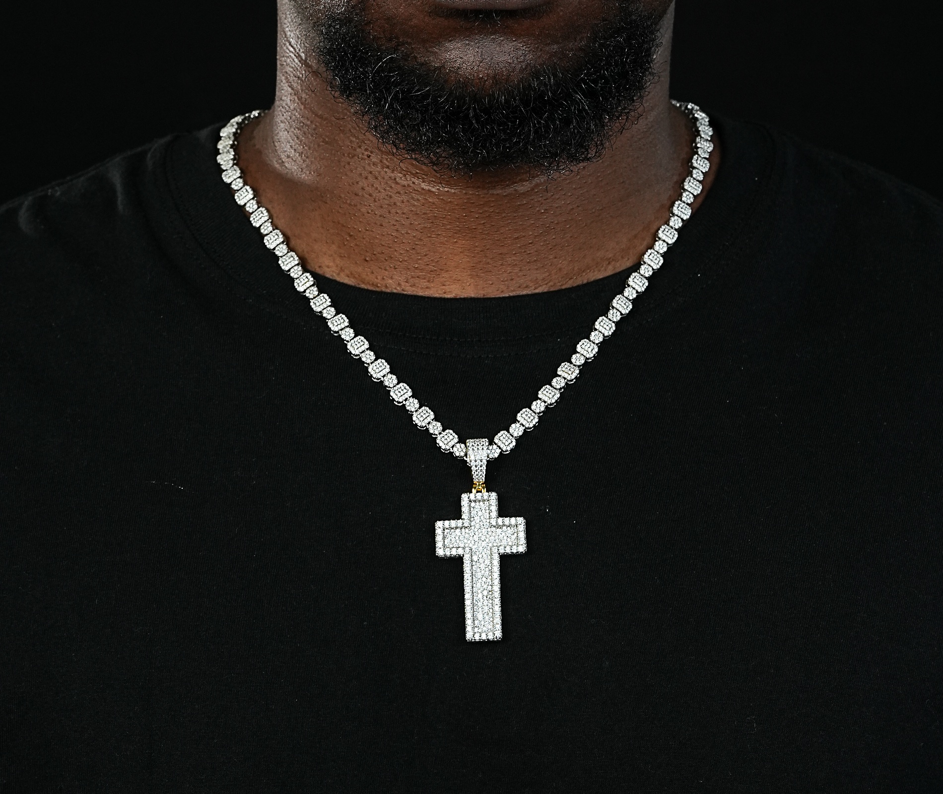 Shining Star Jewelry Iced Out Moissanite Gold Plated Cross Pendants