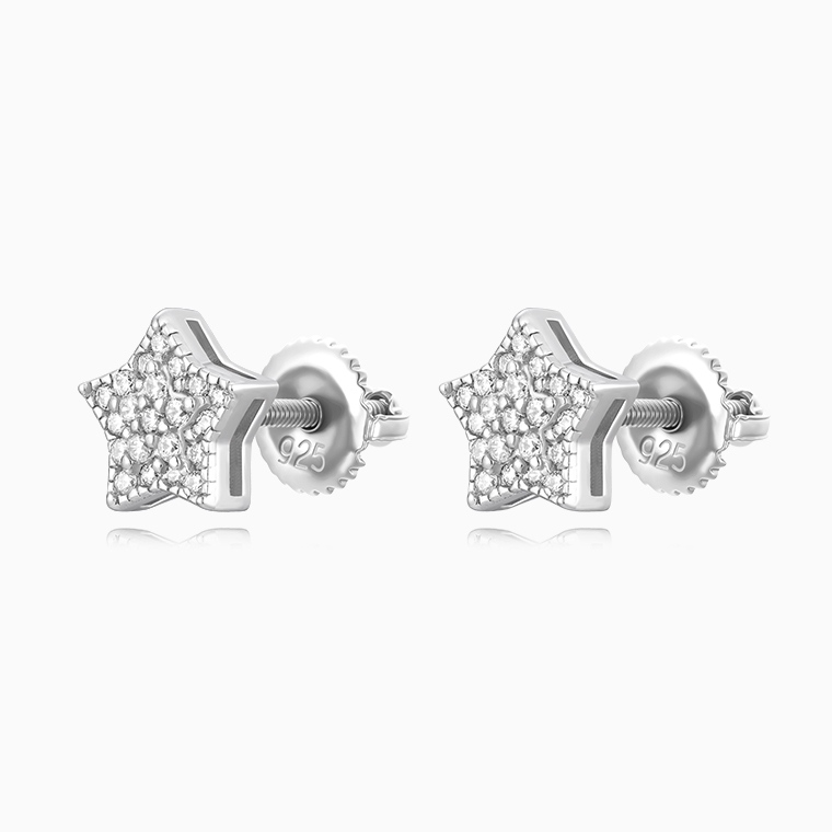 Shining Star Jewelry High Quality Micro Pave Zircon Mens Iced Out Star Earrings