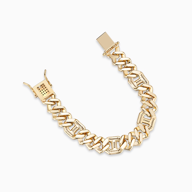 Shining Star Jewelry New Design Mens Trending Zircon Baguette Cut Cuban Bracelet