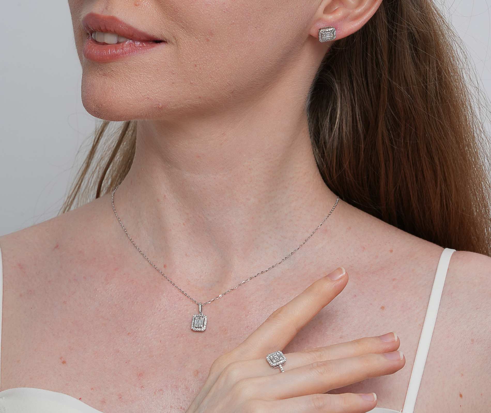 Shining Star Jewelry 925 Silver Zircon Elegant Wedding Jewelry Set For Women