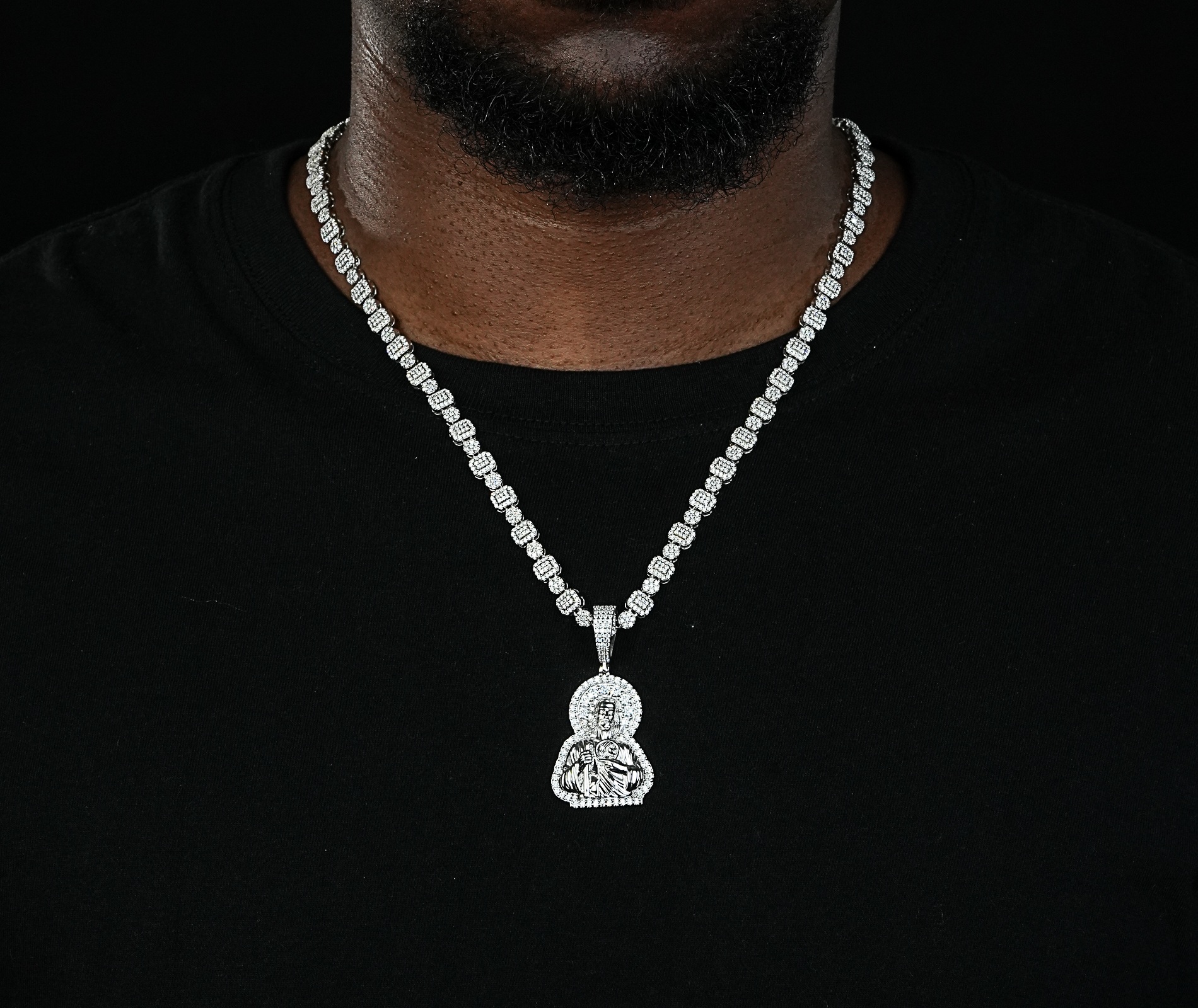 Shining Star Jewelry Christian Saint Jude San Judas Tadeo Diamond Charm Pendant