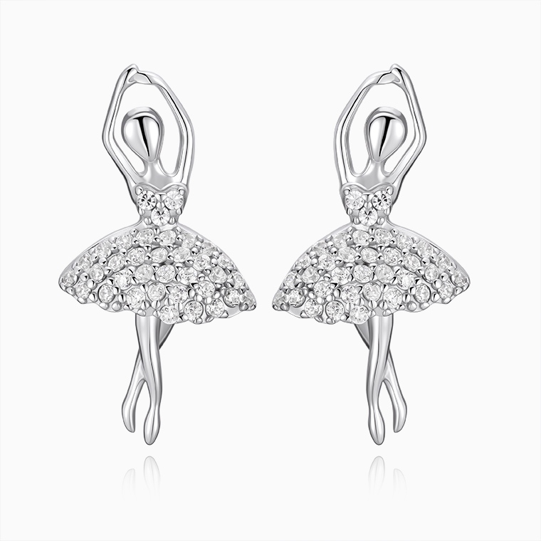 Shining Star Jewelry Dancing Girl Sterling Silver Stud Earrings Jewelry Women