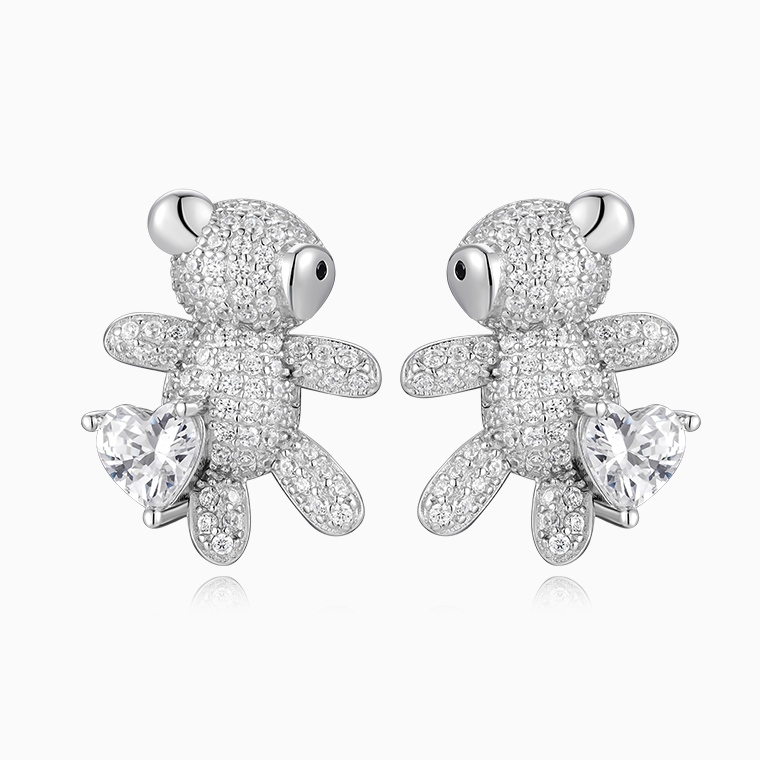 Shining Star Jewelry Women Trendy 925 Silver Iced Out CZ Tortoise Stud Earrings
