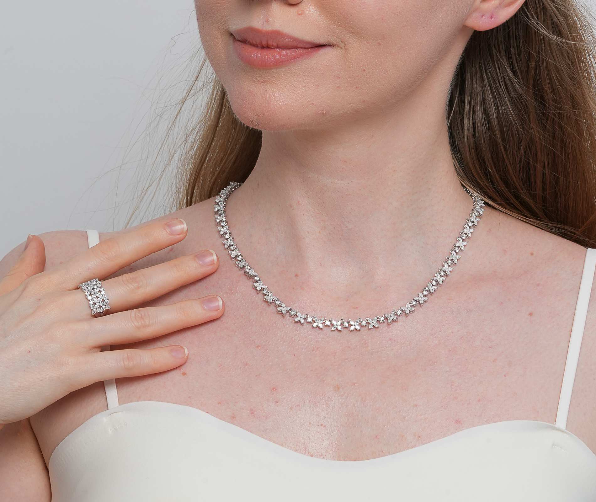 Shining Star Jewelry Bridal Women Cubic Zircon 925 Sterling Silver Jewelry Set