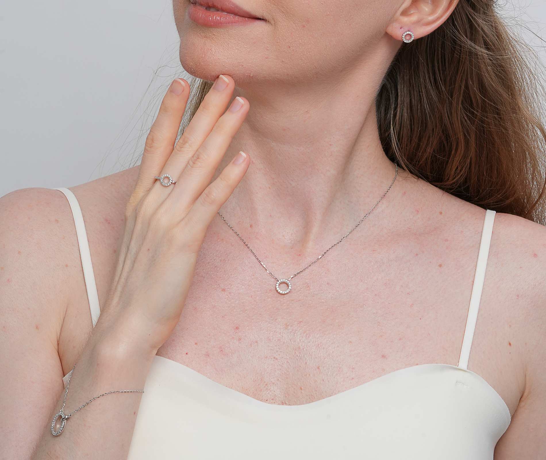 Shining Star Jewelry Silver Earrings & Pendant Bracelet Necklace Jewelry Set