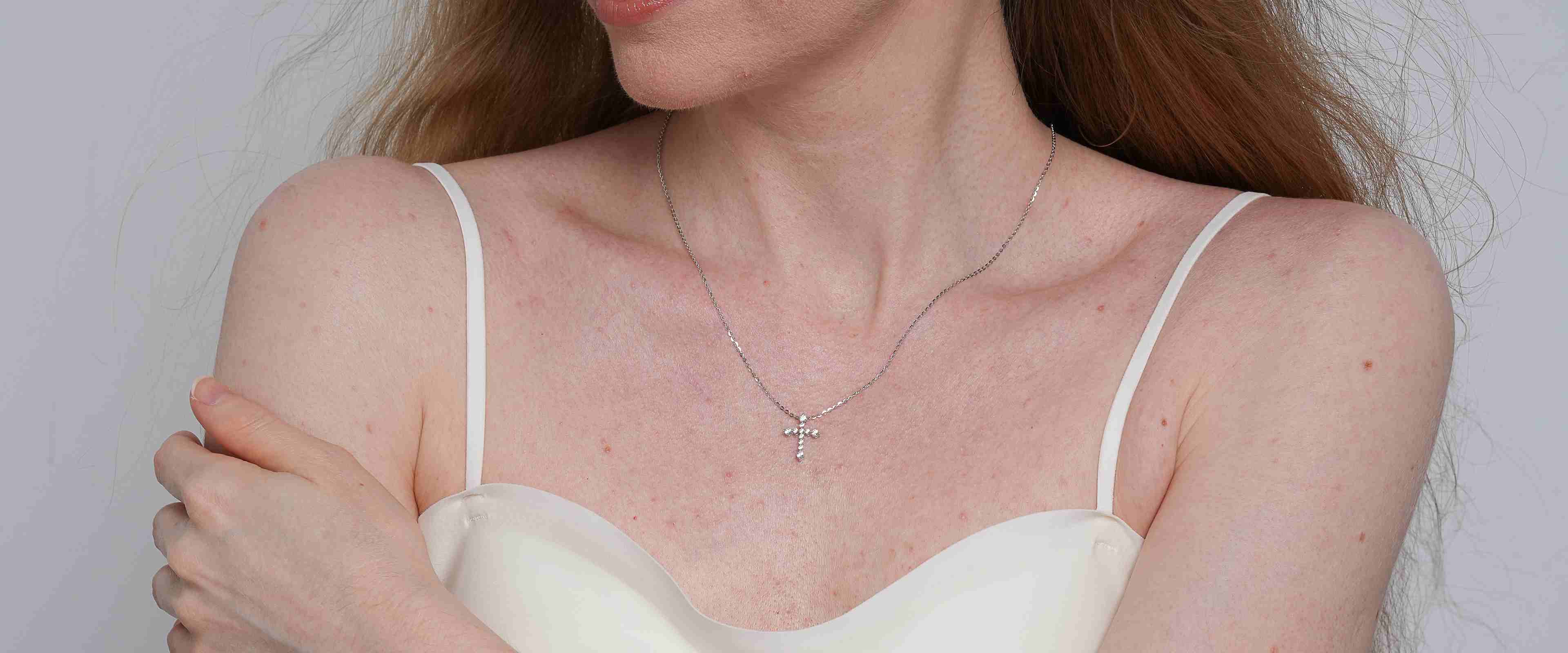 Shining Star Jewelry Women's Adjustable Moissanite Cross Pendant Fine Necklace