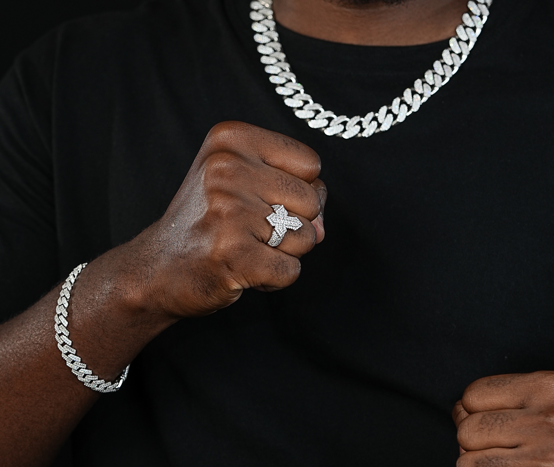 Shining Star Jewelry Hip Hop Punk Style Moissanite Round 925 Silver Cross Ring Shining Star Jewelry Hip Hop Punk Style Moissanite Round 925 Silver Cross Ring