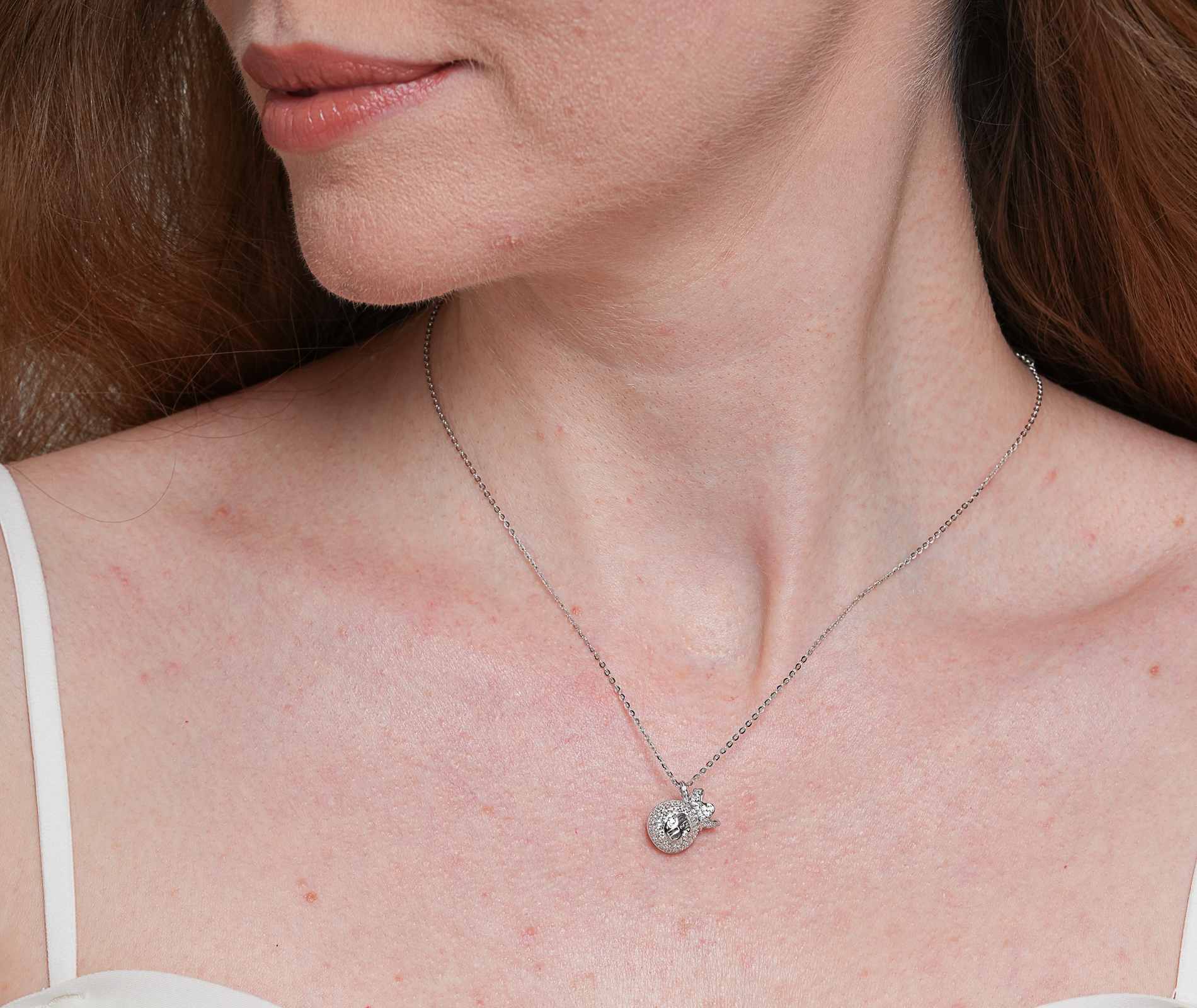 Shining Star Jewelry Adjustable Zircon Dollar Sign Purse Pendant Fine Necklace