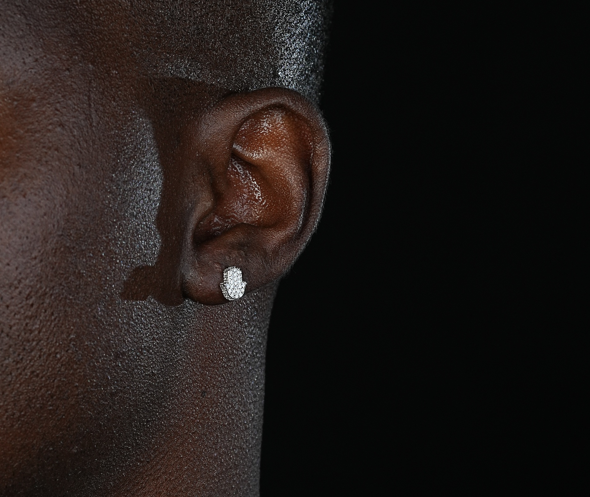 Shining Star Jewelry Hip Hop Trendy Men Iced Out Charms Hamsa Hand Stud Earrings