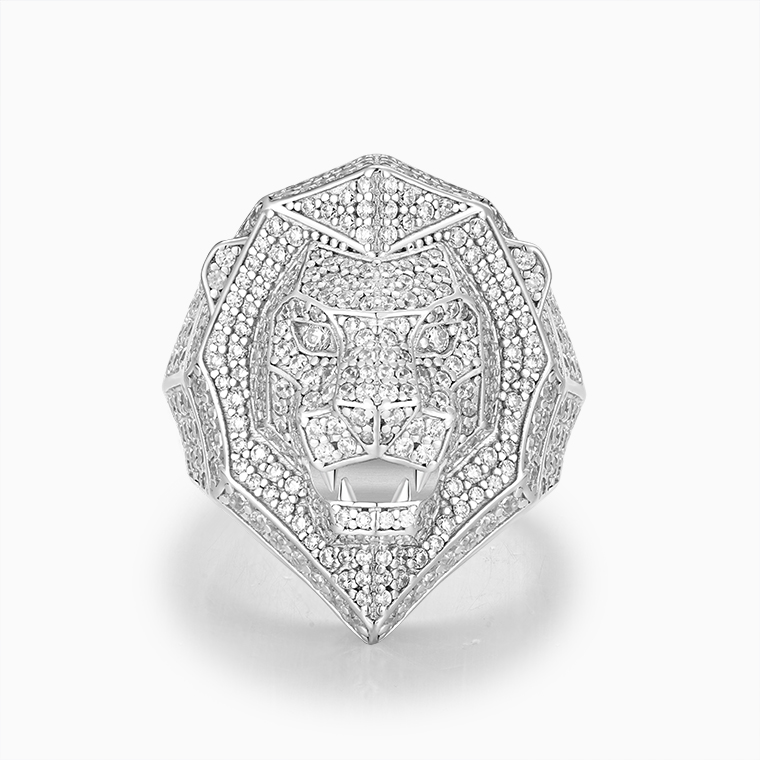 Shining Star Jewelry Hip Hop Men Rock Rapper Moissanite Iced Out Lion Head Ring