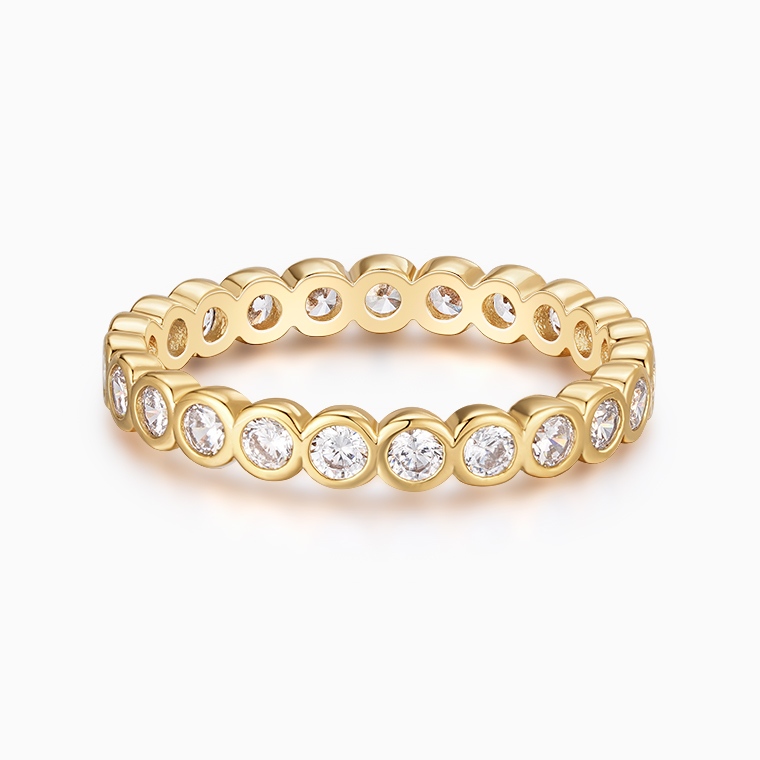 Shining Star Jewelry Solid 14K Gold Cubic Zirconia Eternity Ring Gift For Women