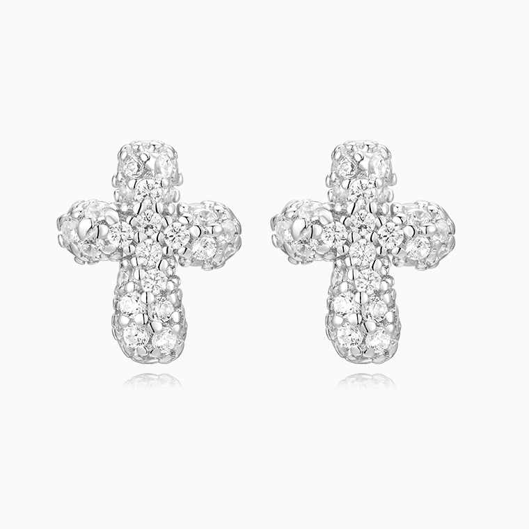 Shining Star Jewelry Simple Style Micro Pave 5A Zircon Cross Minimalist Earrings