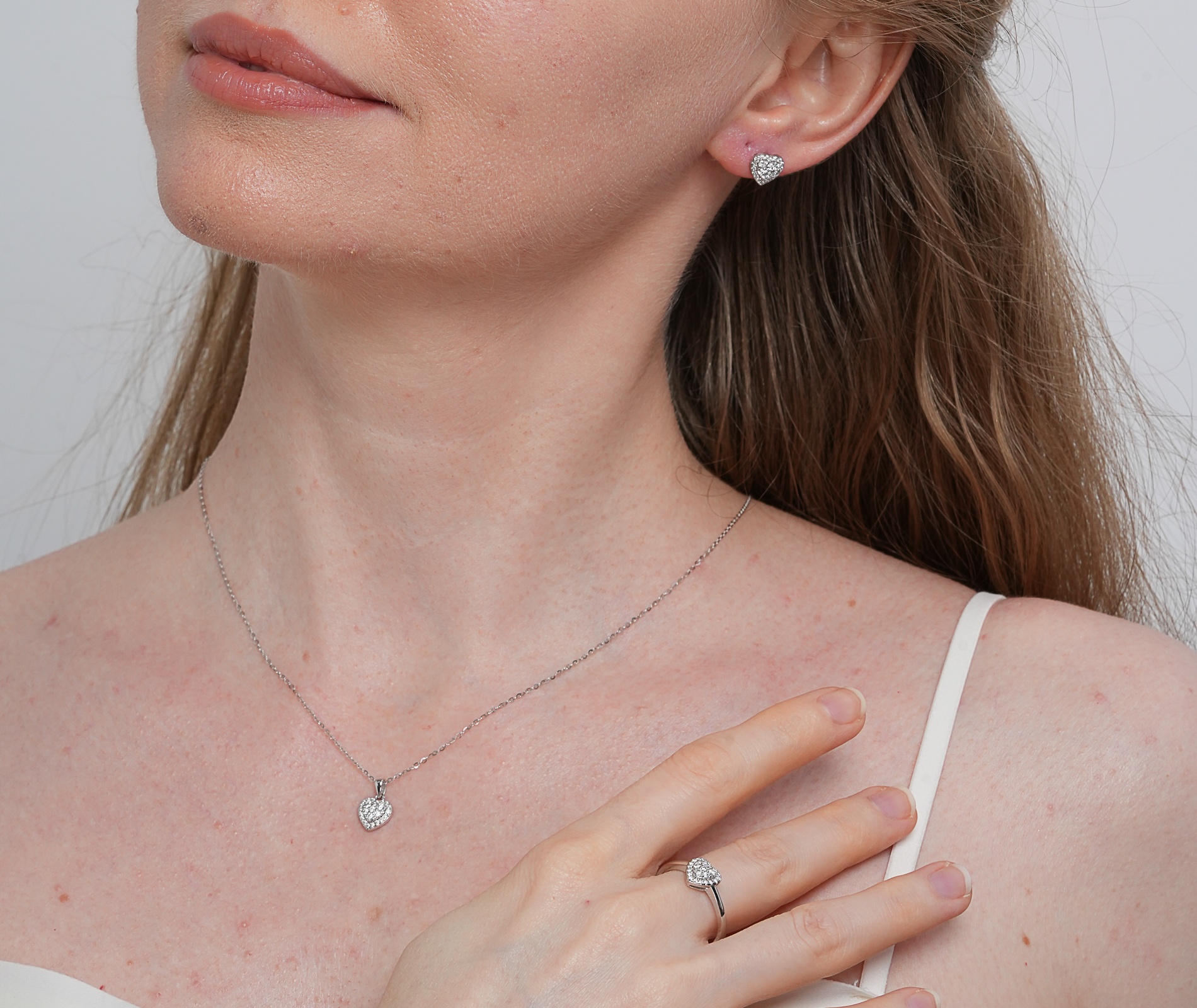 Shining Star Jewelry High Quality 4 Pcs Set Heart Shaped Girls Jewelry Set