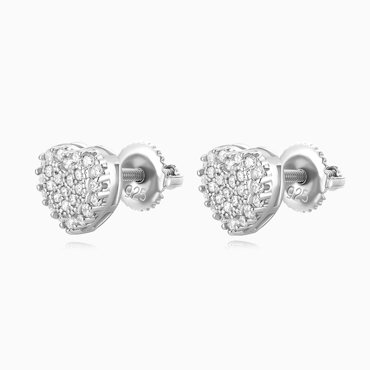 Shining Star Jewelry Unisex CZ Iced Out Daily Simple Style S925 Heart Earrings Shining Star Jewelry Unisex CZ Iced Out Daily Simple Style S925 Heart Earrings