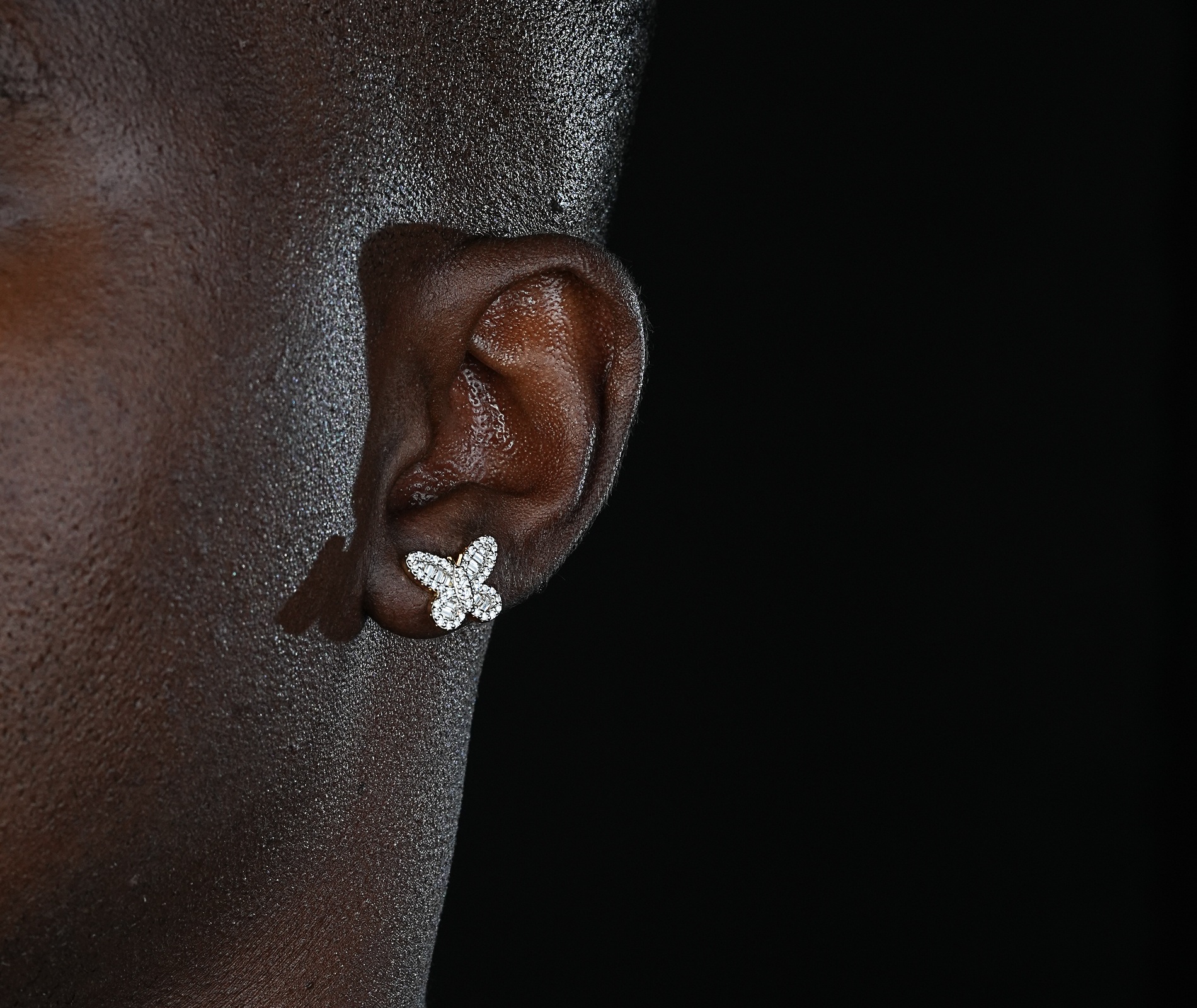 Shining Star Jewelry Silver Iced Out Zircon Bling Bling Butterfly Stud Earrings