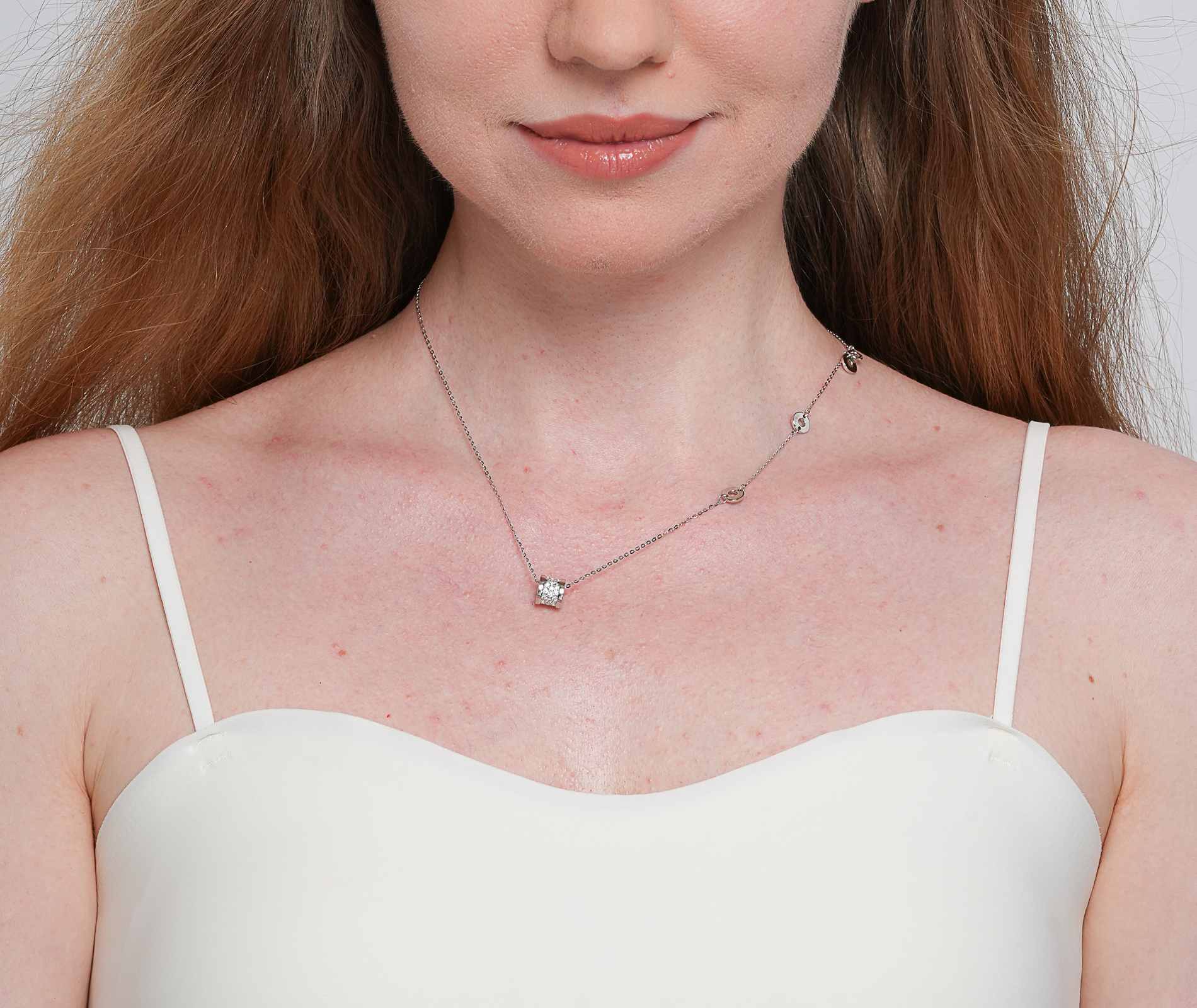 Shining Star Jewelry Women's Diamond 925 Silver Daily Simple Style Fine Necklace