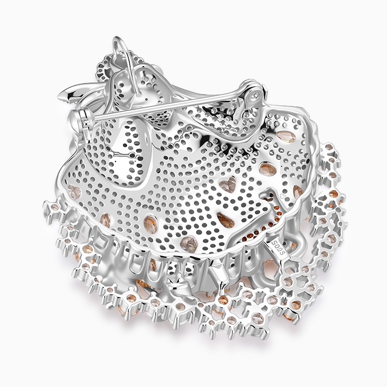 Shining Star Jewelry Luxury Iced Out CZ 925 Silver Exquisite Dancing Girl Brooch