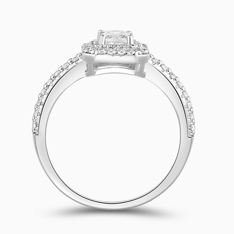 Shining Star Jewelry Fashionable 0.8ct Moissanite Emerald Cut Halo Ring Women Shining Star Jewelry Fashionable 0.8ct Moissanite Emerald Cut Halo Ring Women