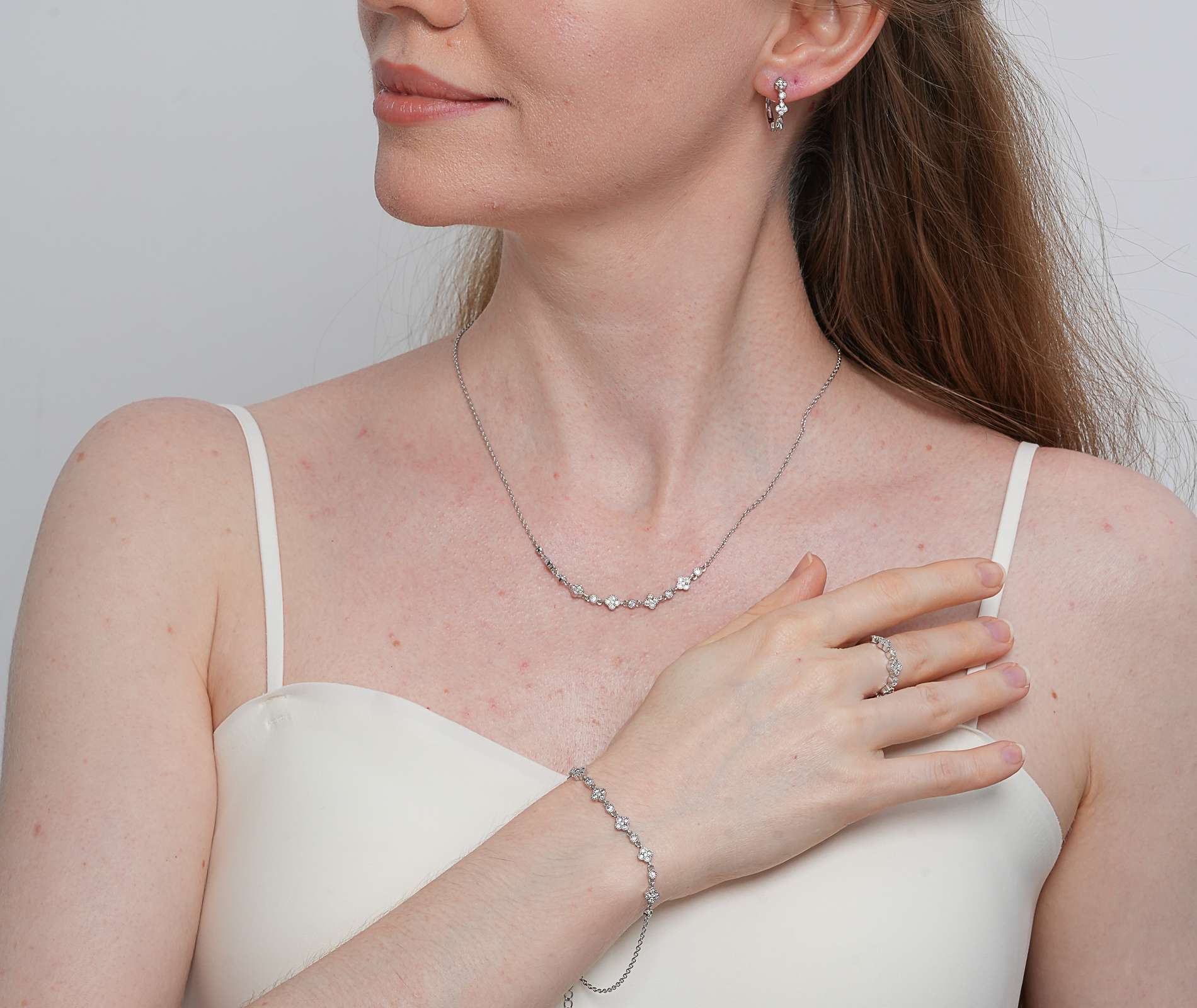 Shining Star Jewelry Cubic Zircon Flower Necklace And Ring Jewelry Set Shining Star Jewelry Cubic Zircon Flower Necklace And Ring Jewelry Set