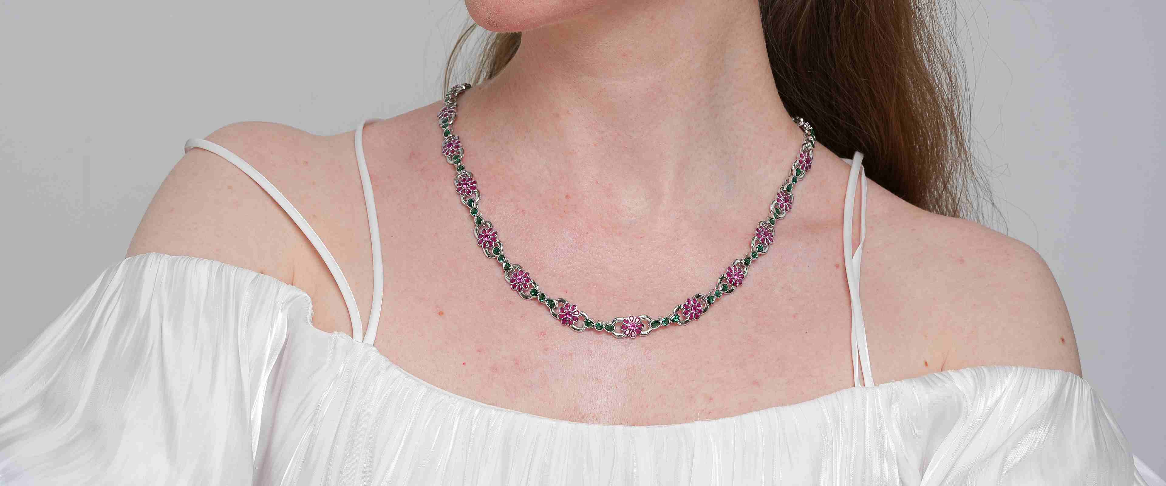 Shining Star Jewelry Hawaiian Holiday Colored Diamond Infinity Flower Necklace