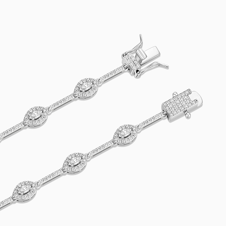 Shining Star Jewelry 925 Silver Moissanite Iced Out Charm Evil Eye Fine Bracelet