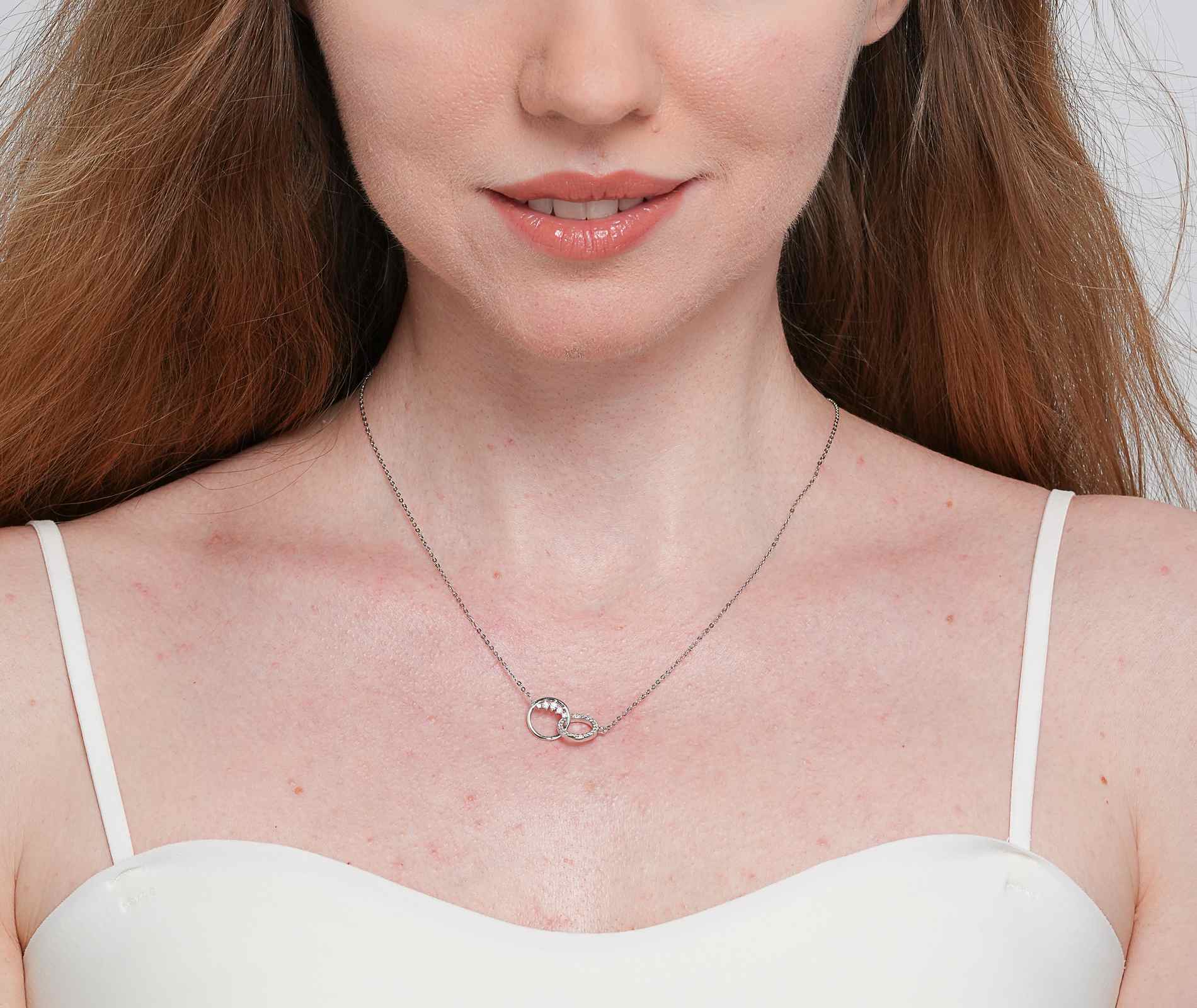 Shining Star Jewelry Adjustable Daily Simple Style Women's Zircon Fine Necklace