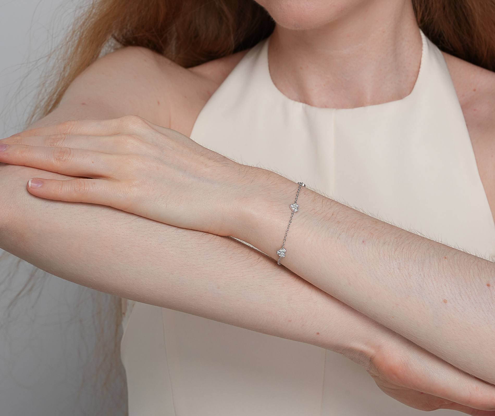 Shining Star Jewelry Adjustable Zircon Love Heart Women's Fine Bracelet